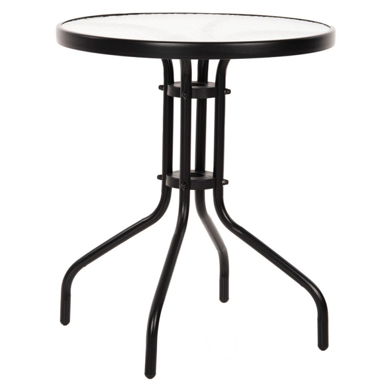 Τραπέζι Adam Μαύρο με Γυάλινη επιφάνεια Φ60x68cm