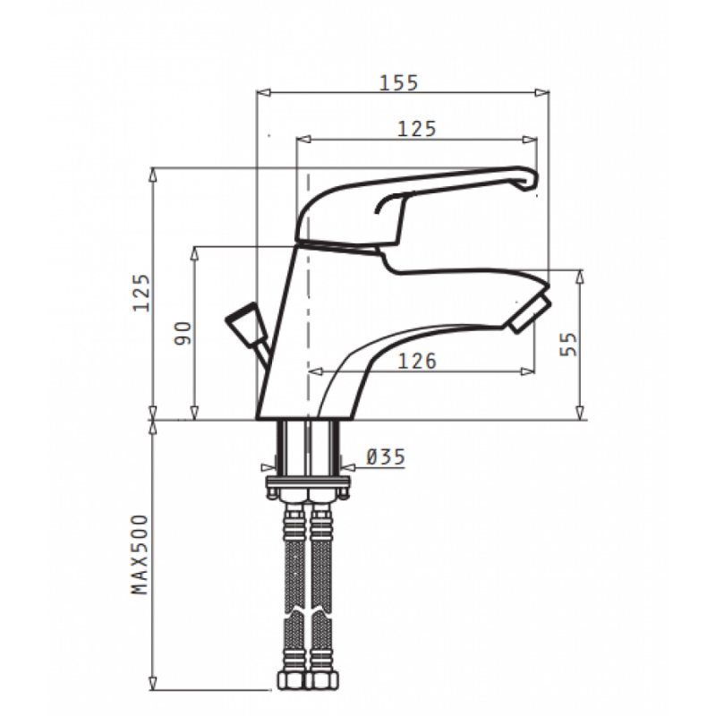 Pyramis Μπαταρία Νιπτήρος Folk Ecoline Χρωμέ