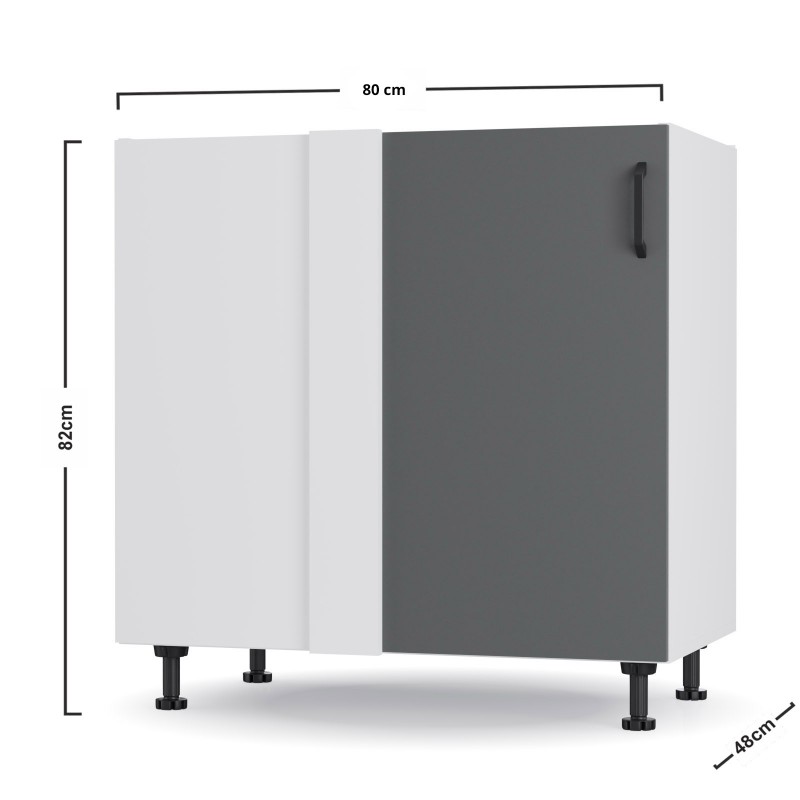 Modest Κάτω Γωνιακό Ντουλάπι Ανθρακί 80x48x82εκ
