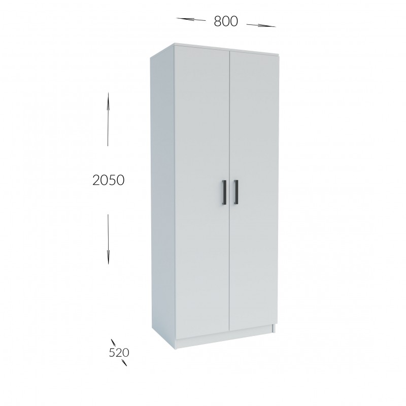 Ντουλάπα Δίφυλλη Simple Λευκή 80x52x205cm