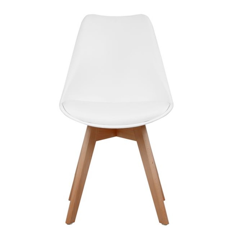 Καρέκλα LORA 47x56.6x82cm Λευκό με Ξύλινα Πόδια και Μαξιλάρι