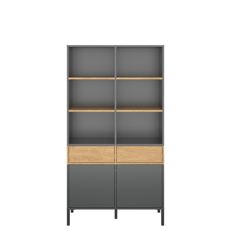 Ραφιέρα Beril 2D2S Ανθρακί-Χρυσό Δρυς 90x42x170cm