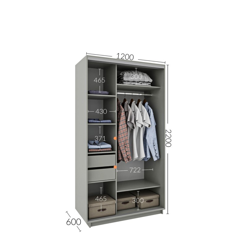 Ντουλάπα Diamont Λευκό 120x60x220cm