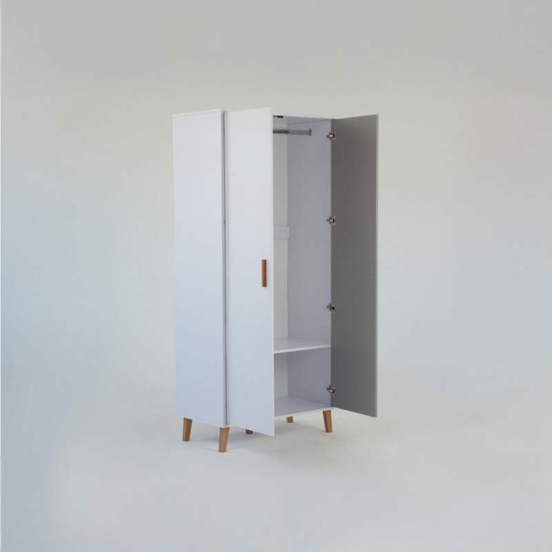 Ντουλάπα Timmy 2D Λευκό-Γραφίτη-Γκρι 90x50x199cm