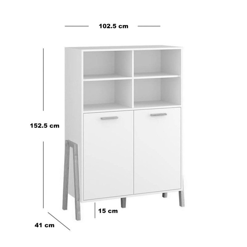 Βιβλιοθήκη Belle Λευκό 102.5x41x152.5cm