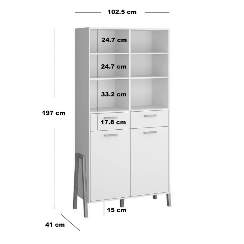 Βιβλιοθήκη Belle Λευκό 102.5x41x197cm