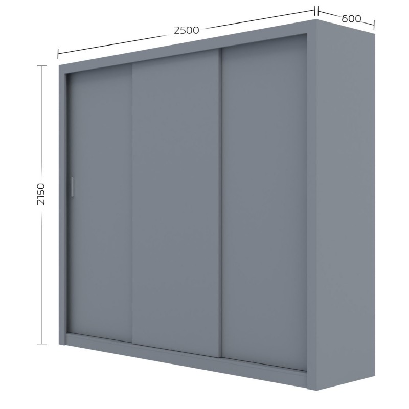 Ντουλάπα Grandio Γκρι 250x60x215cm