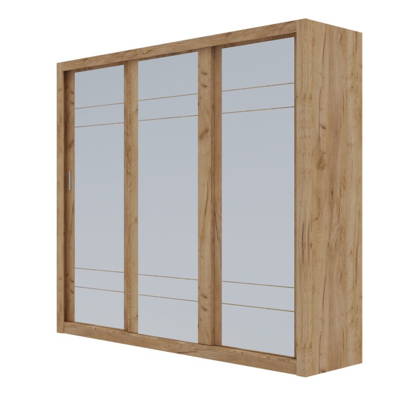 Ντουλάπα Grandio Χρυσό Δρυς με καθρέφτη 250x60x215cm