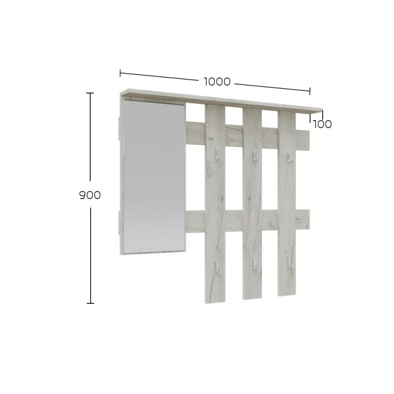 Κρεμάστρα Reno με Καθρέπτη Λευκό 100x10x90cm