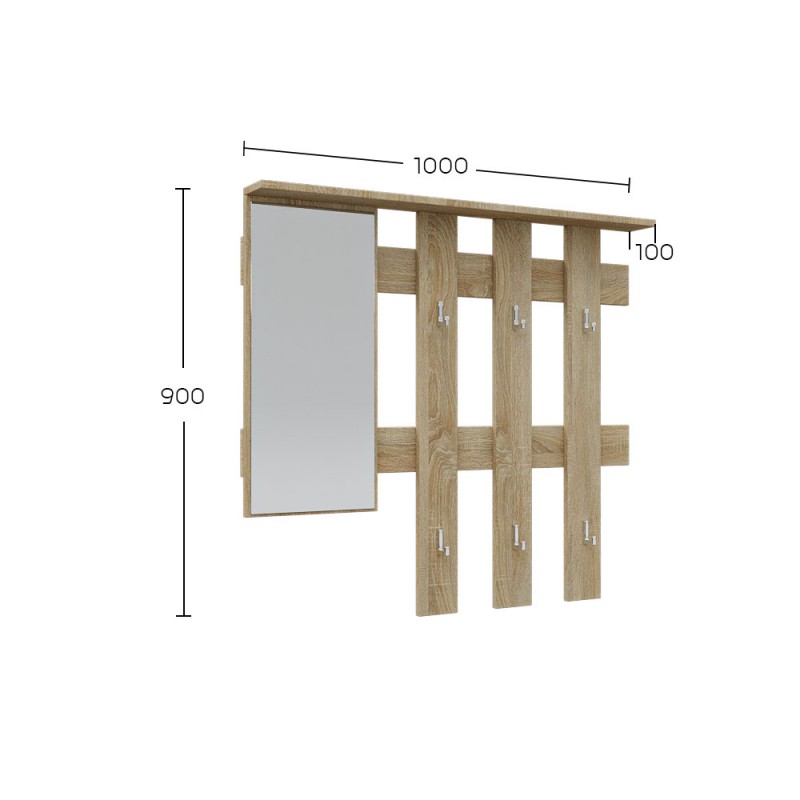 Κρεμάστρα Reno με Καθρέπτη Σονόμα 100x10x90cm