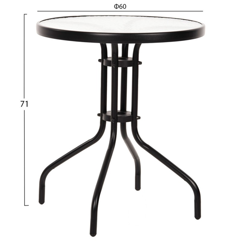 Τραπέζι Adam Μαύρο με Γυάλινη επιφάνεια Φ60x68cm