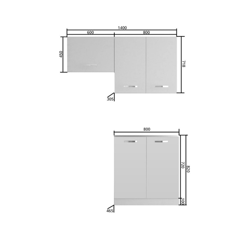 Κουζίνα Charlotte Σετ 140 Χρυσό Δρυς-Λευκό