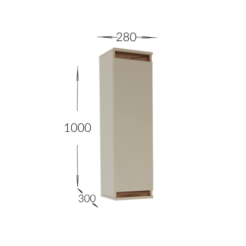 Κρεμαστό Ντουλάπι Lilu Μπεζ-Σκούρο Δρυς 28x30x100cm