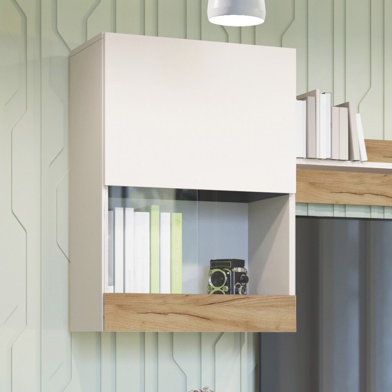 Κρεμαστό Ντουλάπι Morocco Λευκό-Χρυσό Δρυς 55x31x78.5cm