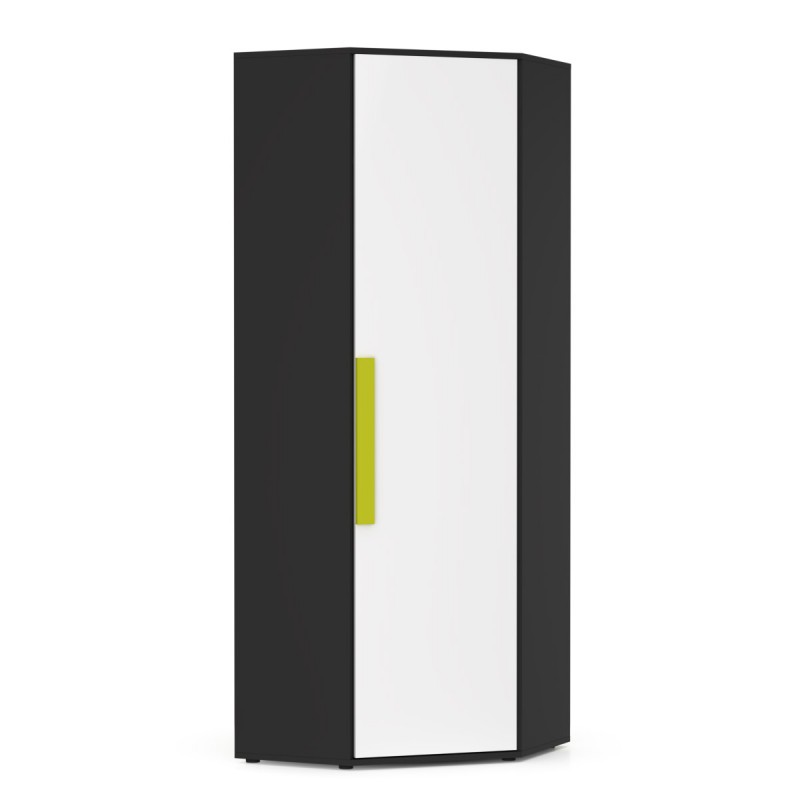 Ντουλάπα Μονόφυλλη Γωνιακή Alex 51x35/71x194εκ Γραφίτης-Λευκό