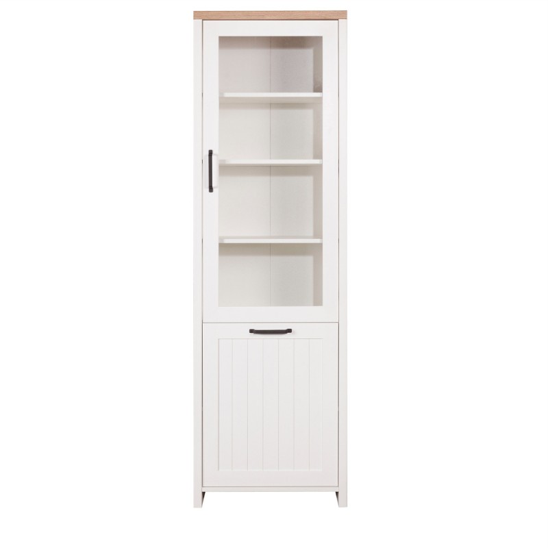 Βιτρίνα VERNE Μονόφυλλη 59.7x37.2x191.6cm Λευκό/Φυσικός Δρυς