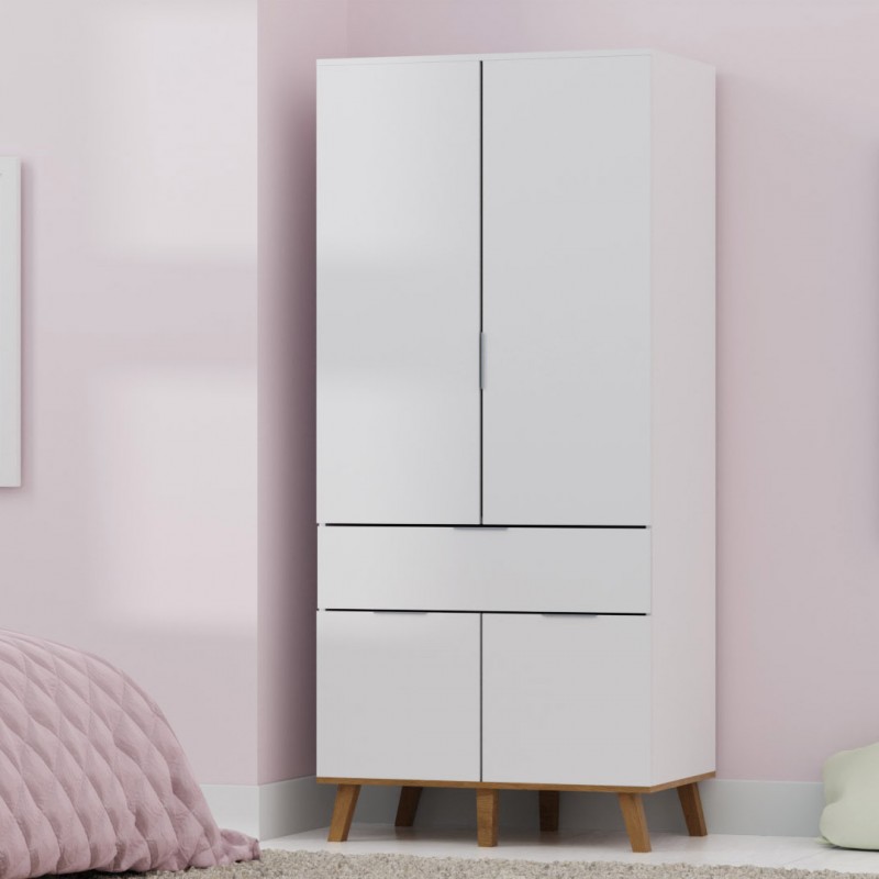 Ντουλάπα Neptune Δίφυλλη Λευκό-Σονόμα 88x55x197cm