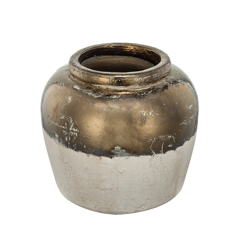 Artekko Candia Βάζο από Τερακότα Μπρονζέ (33.5x33.5x28.5)cm