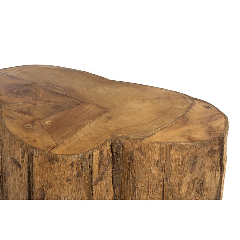 Τραπέζι σαλονιού teak 80X90X40 με καπάκι ακατέργαστου κορμού