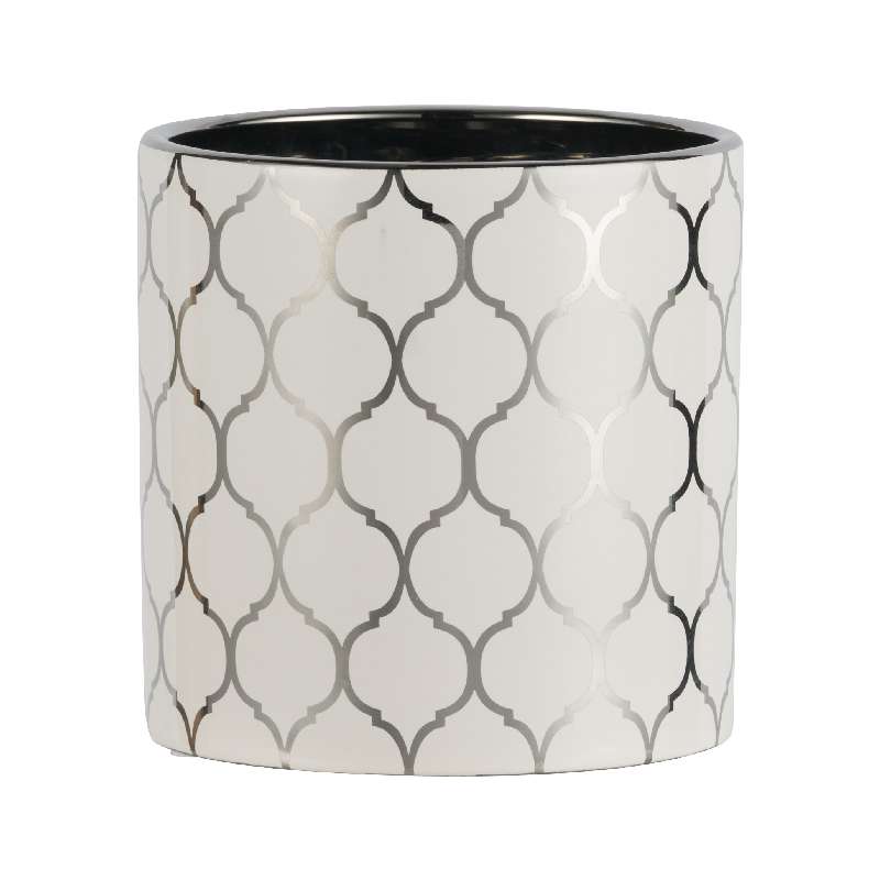 Artekko Circle Κασπώ/Βάζο  Κεραμικό Λευκό/Ασημί (12x12x12)cm