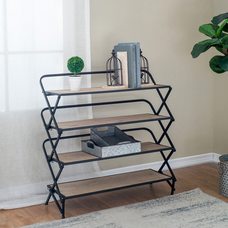 Ραφιέρα ξύλο-μέταλλο 4 ράφια 84.5 X 32 X 87cm