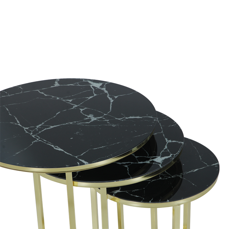 Ζιγκόν μεταλλικά ΣΕΤ/3 χρυσά με μαύρο μάρμαρο καπάκια Φ34x50 * Φ42x54 * Φ50x58