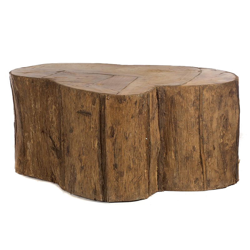 Τραπέζι σαλονιού teak 80X90X40 με καπάκι ακατέργαστου κορμού