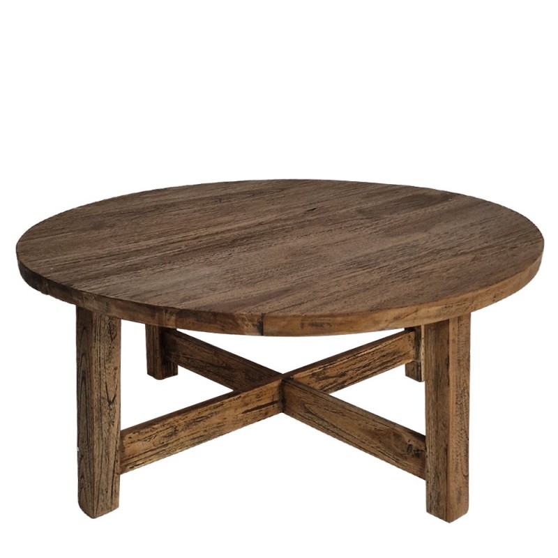 Artekko Munggur Ξύλινο Τραπέζι Σαλονιού σε Φυσική Απόχρωση με Μαύρα Νερά (Φ90x41)cm