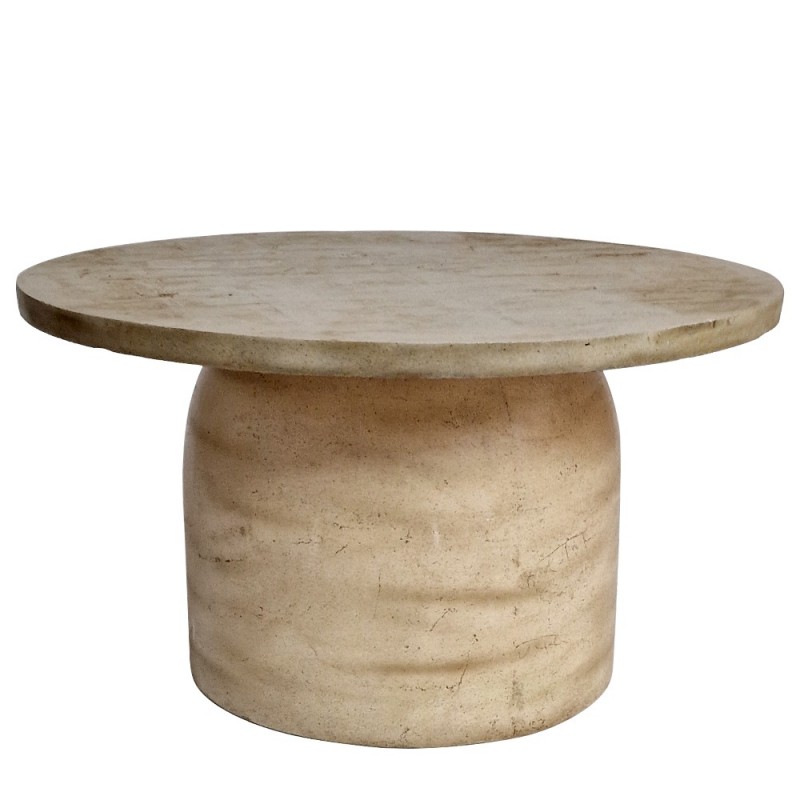 Artekko Solid Μπεζ Πέτρινο Τραπέζι Σαλονιού (100x100x54)cm