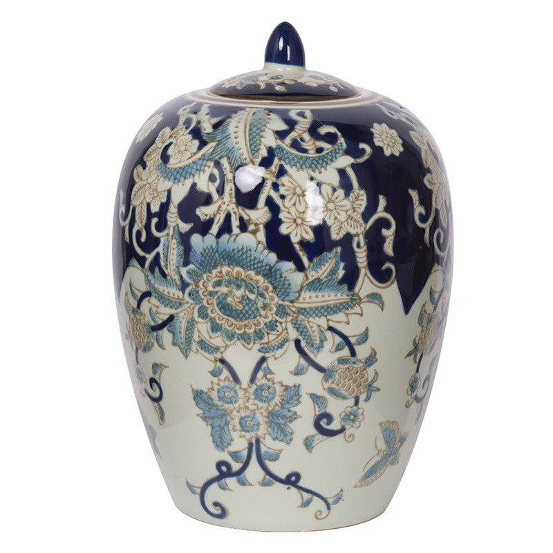 Artekko Bryn Βάζο Διακοσμητικό με Καπάκι Πορσελάνης Μπλε (20x20x29)cm