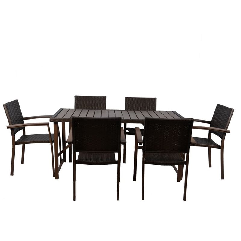 Artekko Barbados Ρατάν Τραπεζαρία Εξωτερικού Χώρου Σετ 7 Τεμάχια