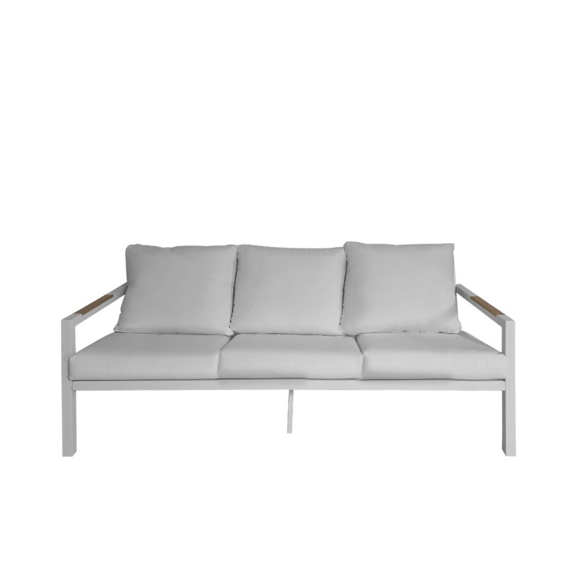 Artekko Alu Τριθέσιος Καναπές Αλουμινίου Με Λευκά  Μαξιλάρια (190x95x76)cm