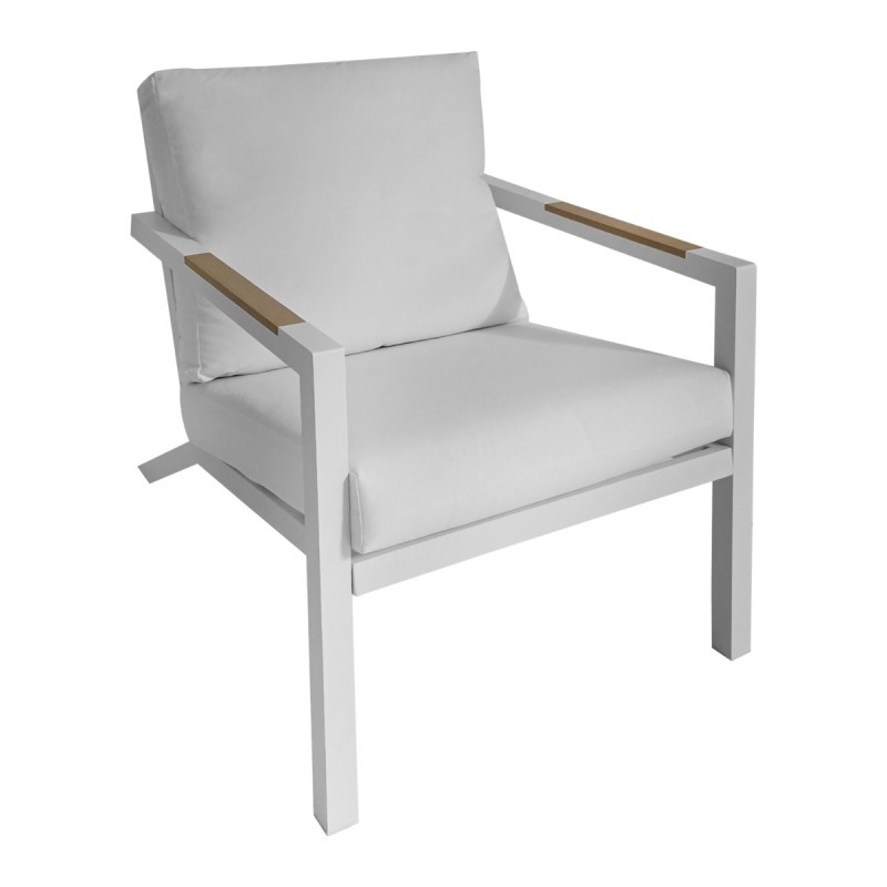 Artekko Alu Πολυθρόνα Αλουμινίου Με Λευκά  Μαξιλάρια (70x95x76)cm