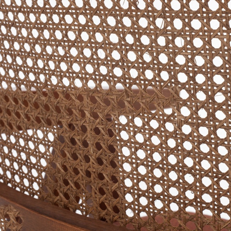 Artekko Suva Rattan Καρέκλα με Καφέ Ξύλινο Σκελετό με Ψάθα και Καφέ Τεχνόδερμα (52x55x80)cm