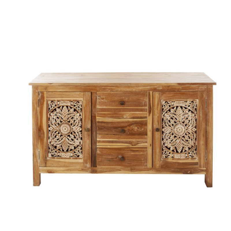 Artekko Magnus Ξύλινος Μασίφ Σκαλιστός Μπουφές σε Φυσική Απόχρωση (140x45x80)cm