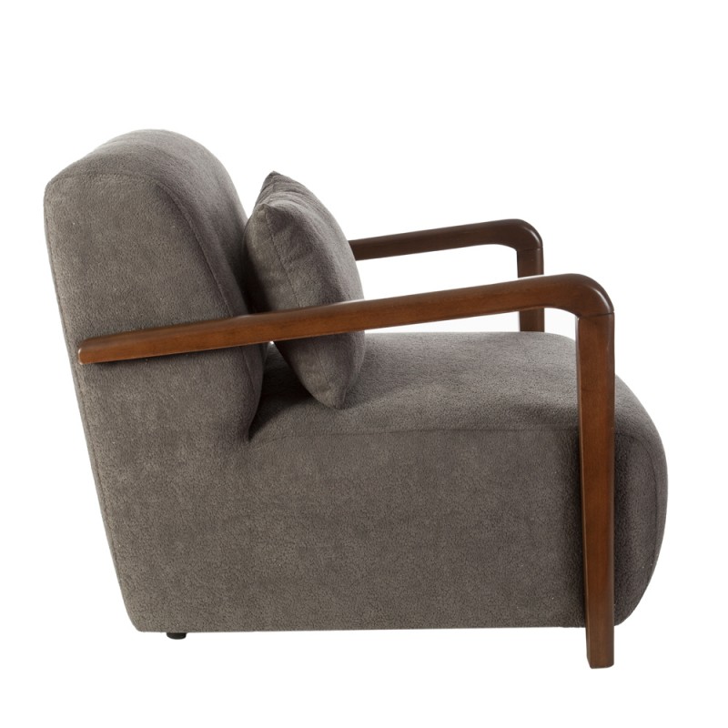 Artekko Plus Γκρι Υφασμάτινη Πολυθρόνα με Ξύλινα Μπράτσα (74x90x75)cm