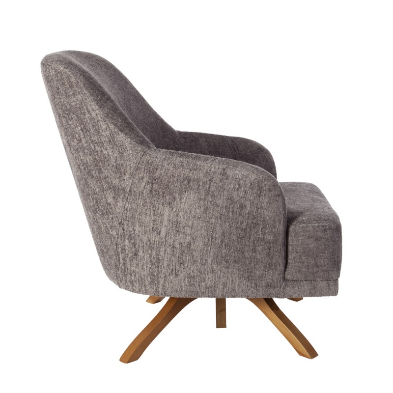 Artekko Oslo Γκρι Καφέ Μπουκλέ Περιστρεφόμενη Πολυθρόνα Μπερζέρα (65x85x88)cm