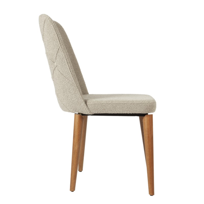 Artekko Lotus Μπεζ Καρέκλα με Μπουκλέ Ύφασμα (49x60x90)cm