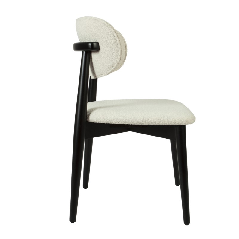 Artekko Bomonti Εκρού Καρέκλα με Μπουκλέ Ύφασμα και Μαύρο Σκελετό (50x50x85)cm