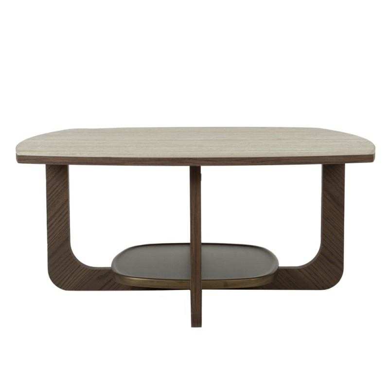 Artekko Stone Καφέ Τραπέζι Σαλονιού MDF με Όψη Πέτρας στην Επιφάνεια (90x90x42)cm