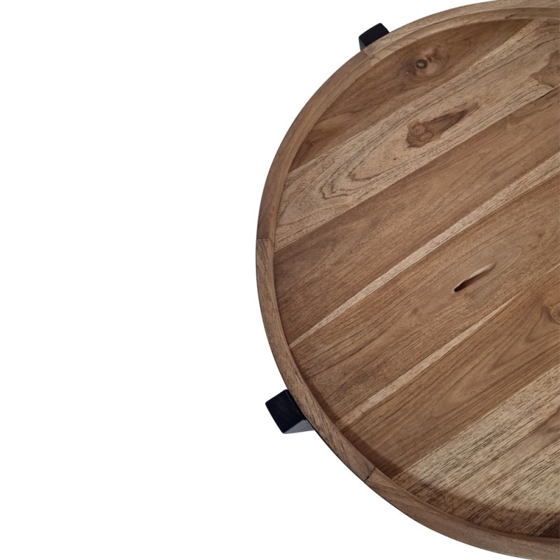 Artekko Munggur Ξύλινο Τραπέζι Σαλονιού σε Φυσική Απόχρωση με Μαύρο Σκελετό (Φ74x38)cm