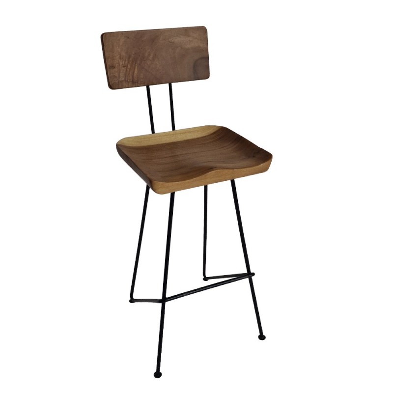 Artekko Munggur Ξύλινο Σαμπό Μπαρ σε Φυσική Απόχρωση με Μαύρο Μεταλλικό Σκελετό (43x40x110)cm