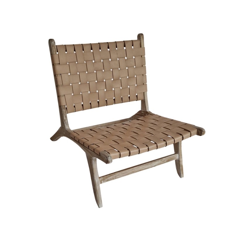 Artekko Lazzy Ξύλινη Καρέκλα σε Φυσική Απόχρωση με Μπεζ Τεχνόδερμα (66x80x73)cm