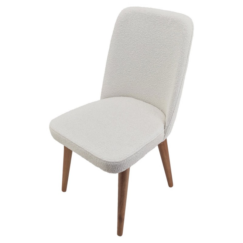 Artekko Milano Ξύλινη Καρέκλα με Λευκό Μπουκλέ Ύφασμα (48x50x91)cm