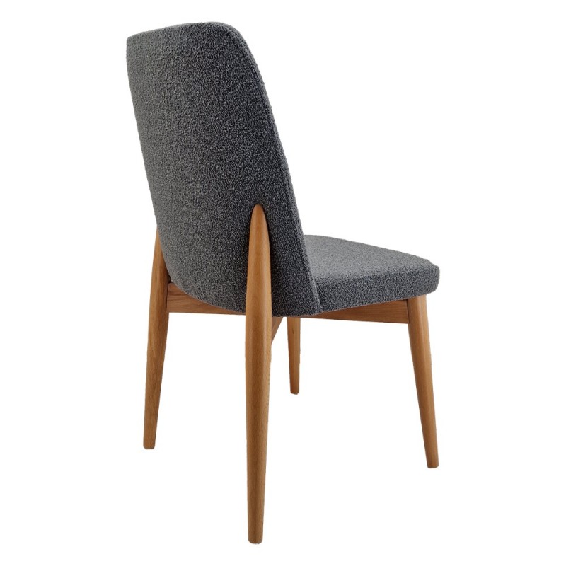 Artekko Oscar Ξύλινη Καρέκλα με Σκούρο Γκρι Μπουκλέ Ύφασμα (48x50x91)cm