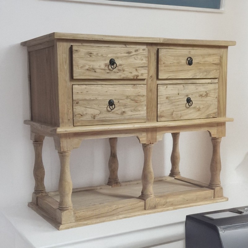 Artekko Deus Μασίφ Ξύλινη Κονσόλα σε Ανοιχτή Φυσική Απόχρωση (110x45x90)cm