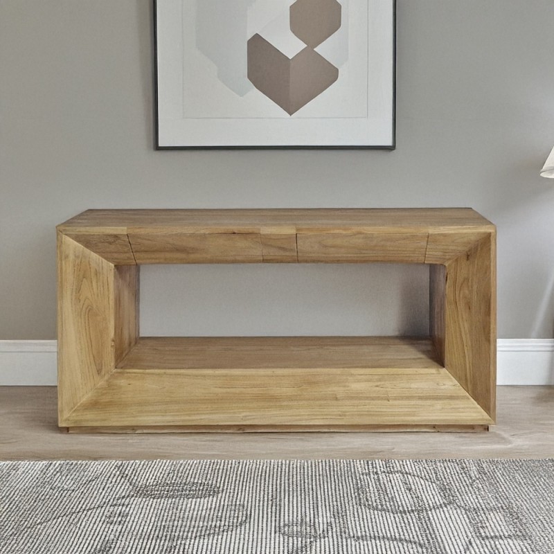 Artekko Deus Μασίφ Ξύλινο Έπιπλο Τηλεόρασης με Συρτάρια σε Φυσική Απόχρωση (120x40x60)cm