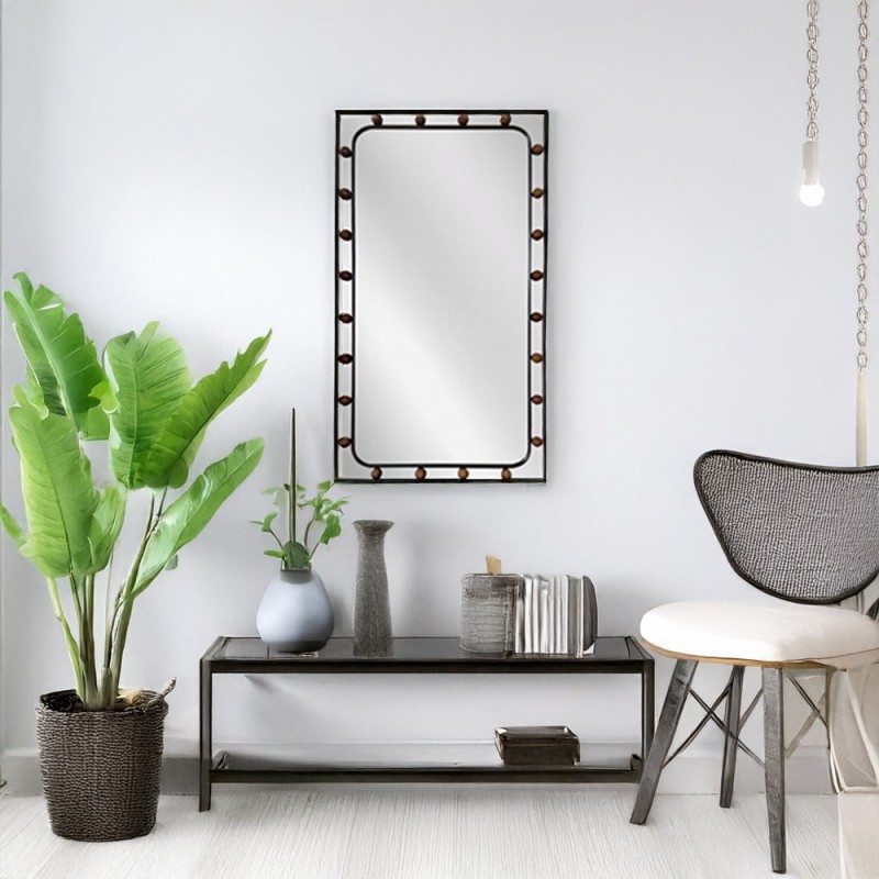 Artekko Dia Μαύρος Μεταλλικός Καθρέπτης Τοίχου (60x3x92)cm