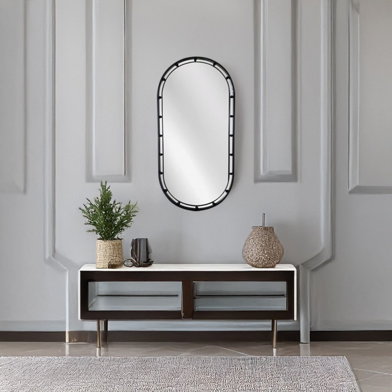 Artekko Dia Μαύρος Μεταλλικός Καθρέπτης Τοίχου (50x3.5x100)cm