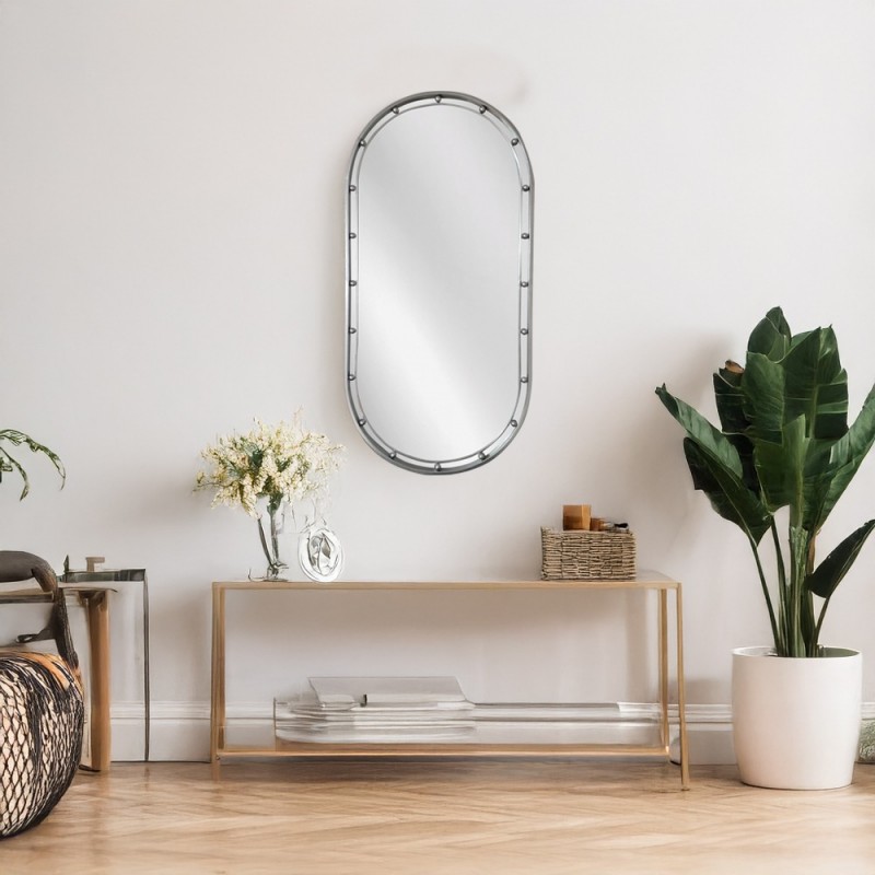 Artekko Dia Ασημί Μεταλλικός Καθρέπτης Τοίχου (50x3.5x100)cm